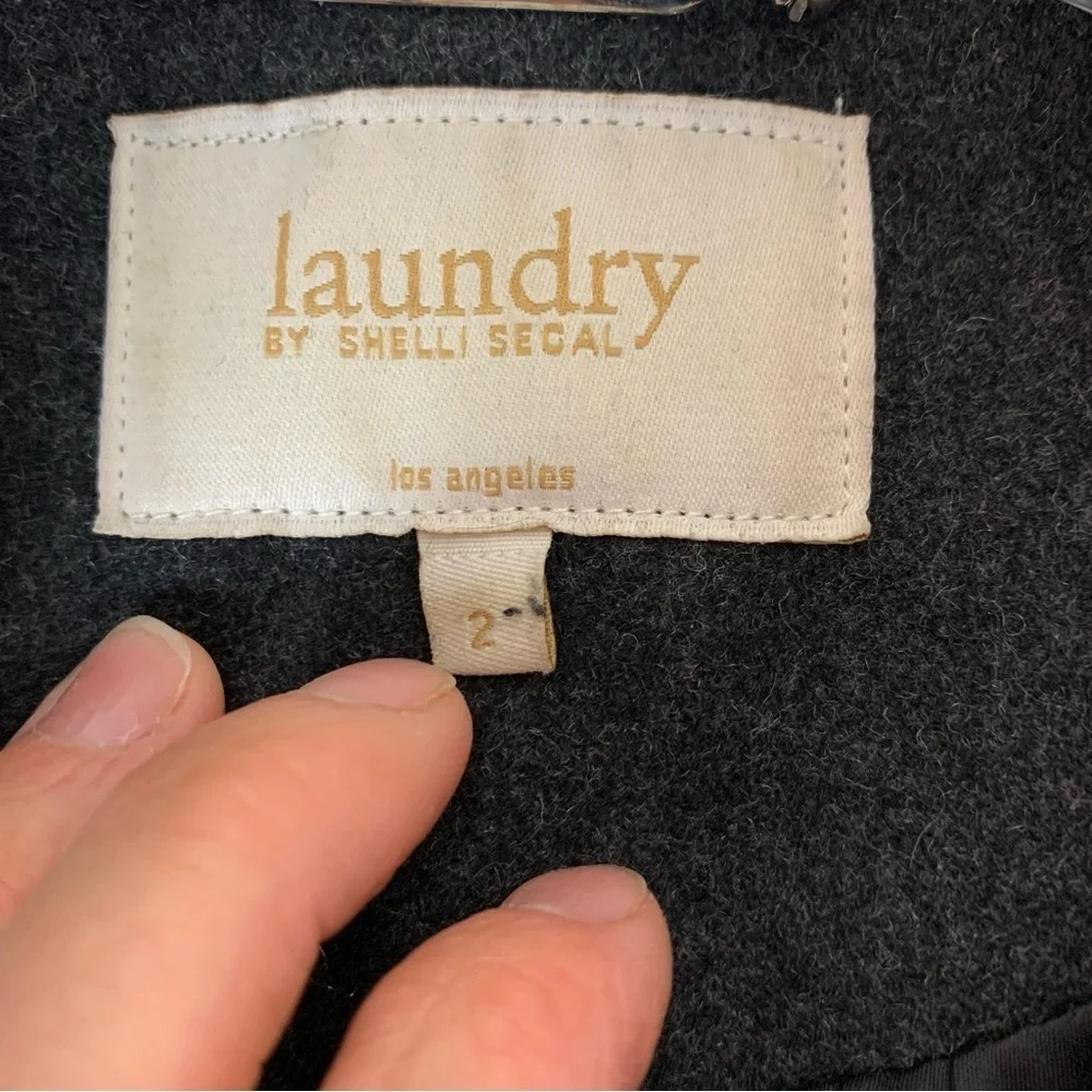 Laundry by Shelli Segal Grey Double Breasted Pea Coat - Sz 2 - Picture 7 of 10